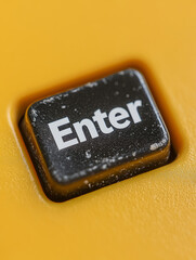 Enter key on a keyboard with a yellow background.