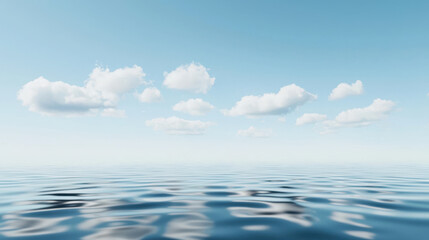 Obraz premium World Water Day water freshwater. Calm water surface reflecting clouds in clear blue sky