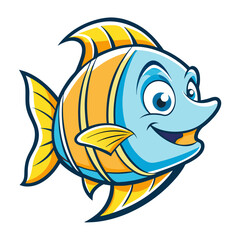 Angelfish Vector Illustration – Cartoon, Clipart & Line Art Design on White Background, Angelfish vector illustration in cartoon, clipart, and line art style on a white background.