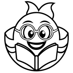 Obraz premium Angelfish Vector Illustration – Cartoon, Clipart & Line Art Design on White Background, Angelfish vector illustration in cartoon, clipart, and line art style on a white background.