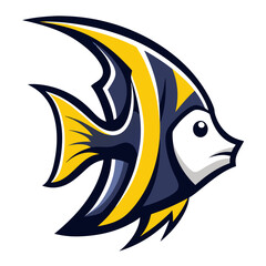 Angelfish Vector Illustration – Cartoon, Clipart & Line Art Design on White Background, Angelfish vector illustration in cartoon, clipart, and line art style on a white background.