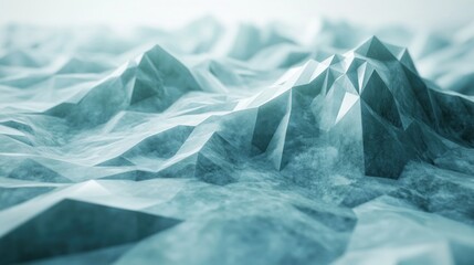Obraz premium Abstract teal low-poly mountain range landscape, digital art, background