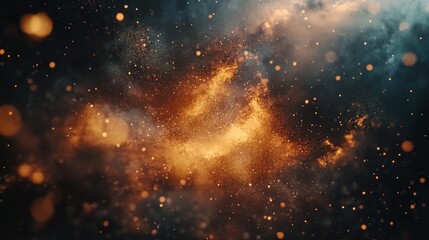 Fototapeta premium Fiery nebula cosmic dust swirling galaxy background design