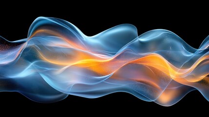 Fototapeta premium Abstract fire and ice wave, dark background, energy concept, digital art