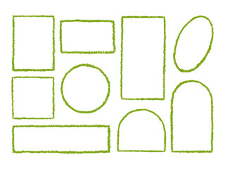 Textured Grass Frame Shapes Set. A collection of 9 textured grass frame shapes in various geometric forms. Perfect for eco-friendly designs and nature-themed branding