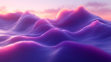 Fototapeta premium Abstract Purple and Pink Wavy Landscape at Sunset