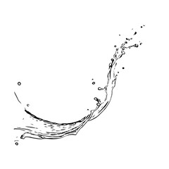black and white sketch water splashes hand drawn