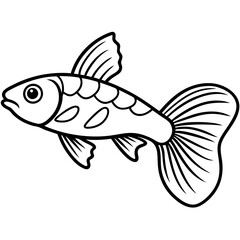 Guppy Fish Vector Illustration | Cartoon, Clipart & Line Art Design, Guppy fish vector illustration in cartoon, clipart, and line art style, perfect for digital designs.