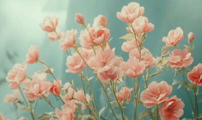 Soft pastel pink flowers blooming against a dreamy blurred background, styled to evoke love and tenderness