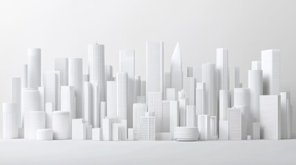 Naklejka premium White city model, futuristic cityscape, studio, clean background, architecture design