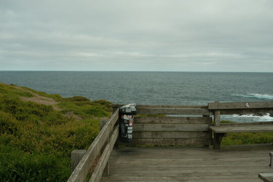 Boardwalk Near Ocean and Bluff