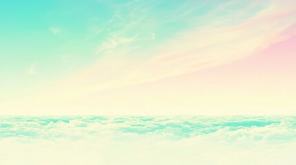 Obraz premium Pastel sky above cloudscape, aerial view, sunrise, background texture, design
