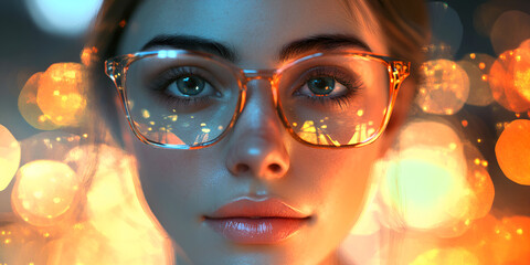 Female Executive with Clear Facial Features in a Modern Corporate Environment