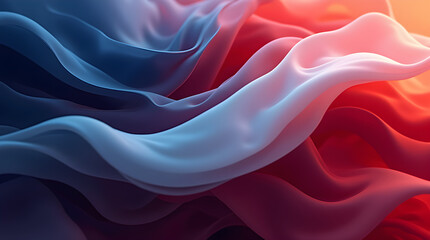 Obraz premium Vibrant Flowing Blue and Red Fabric Waves - Modern Abstract Digital Art Background