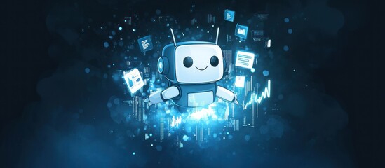 Naklejka premium Friendly Robot Assisting with Financial Data Analysis and Trading