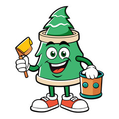 Pine Tree Vector Illustration – Cartoon, Clipart, and Line Art on White Background, High-quality pine tree vector illustration in cartoon, clipart, and line art styles on a white background.