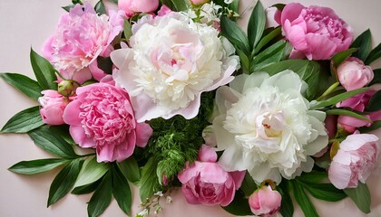 華やかなピオニーの花束 - 春の彩りと優雅さを演出する美しいフラワーアレンジメント