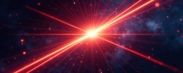 Obraz premium Intense light flares, crossing beams, shiny optical highlights, highlights, flares