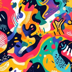 Fototapeta premium Vibrant abstract artwork featuring bold colorful shapes and patterns