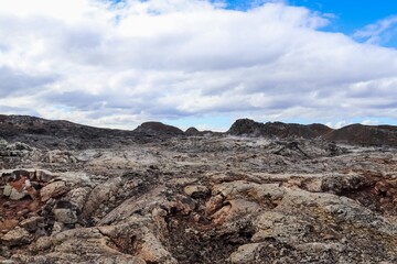 Geothermal area emitting steam in leirhnjúkur volcano area, iceland