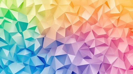 Obraz premium Vibrant low poly background in rainbow hues featuring irregular triangles for a modern and playful aesthetic.