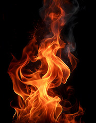 Fototapeta premium fire flames background. Beautiful stylish fire flames. Fire at night