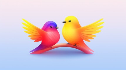 Fototapeta premium Simple yet elegant logo of two birds in flight, symbolizing freedom and unity. Perfect for brands seeking a natural touch.
