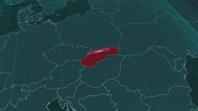 Zoom in to the map of Slovakia, with text and textless