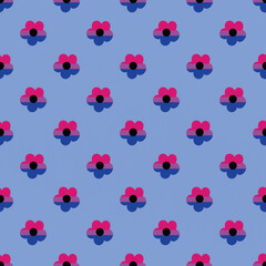 Fototapeta premium LGBTQIA+ Pride Bisexual Pride Flag Pattern, high quality seamless flower pattern in the bi pride flag colors, simple repeating design suitable for both print and digital projects, 3600x3600 px