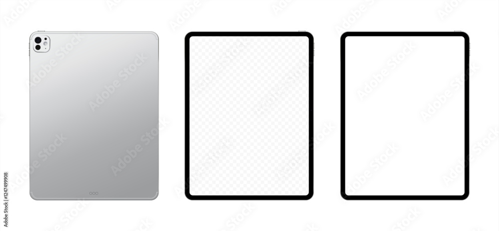Poster mock-up tablet silver color with blank screen for your design. vector 10 eps.