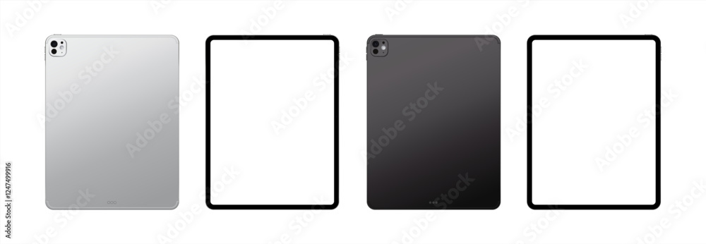 Poster Mock-up tablet silver and black color with blank screen for your design. Vector 10 eps.