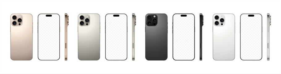 Realistic set of smartphone layouts isolated on a white background. Vector 10 eps.