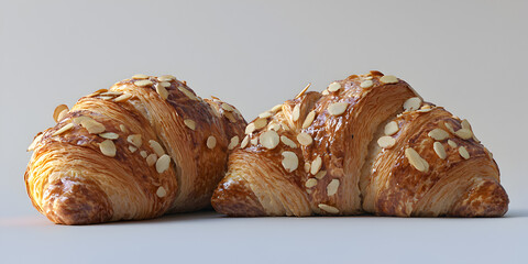 Delicious Golden Croissant: Flaky Almond Pastry, Warm Baked Goods, Aromatic Breakfast Treat, Indulgent Gourmet Dessert, Fresh Artisanal Snack for Caf&eacute; Culture Brunch and Culinary Art Delight