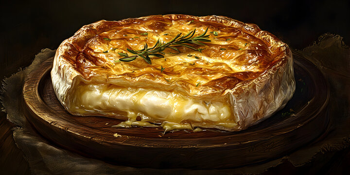 Savory Homemade Cheese Pie: Baked Golden Crust with Rich Creamy Texture, Aromatic Herbs, and Gooey Indulgent Filling for an Elegant Dinner Comfort Snack or Gourmet Rustic Treat