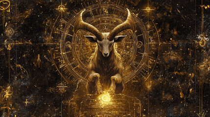 Mystical Capricorn Tarot Card Illustration