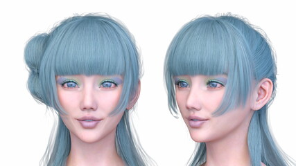 Obraz premium 女性の顔アップ 3DCGレンダリング