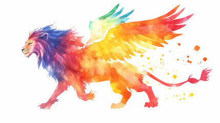 Obraz premium vibrant watercolor mythical creature