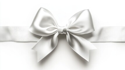 Naklejka premium Elegant white satin bow with ribbon on clean white background
