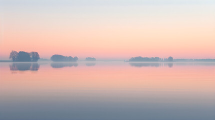 Fototapeta premium Serene Sunrise over a Quiet Lake: A Celebration of Nature's Tranquil Beauty in High Definition