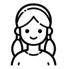 Smiling Girl Portrait Outline Icon Isolated On White Background