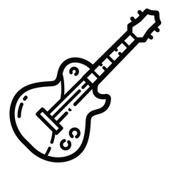 Electric Guitar Music Outline Icon Isolated On White Background