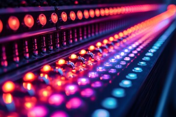 Fototapeta premium Illuminated LED lights in a vibrant array