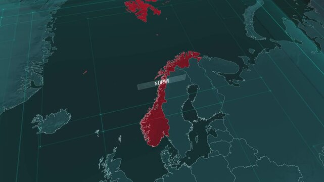 Zoom in to the map of Norway, with text and textless
