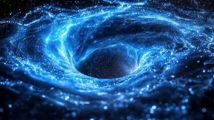 Blue energy vortex, space background, science fiction art, website header