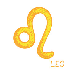 Hand drawn leo zodiac sign Esoteric symbol doodle Astrology clipart Element for design