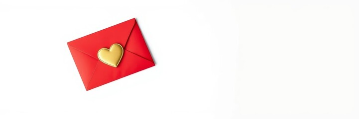 Red envelope with a golden heart symbolizing love and affection, beautifully designed for expressing emotions and heartfelt messages, set against a clean white background