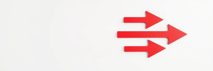 Red arrows pointing to the right symbolizing direction and progress against a plain light background conveying a clear and professional atmosphere