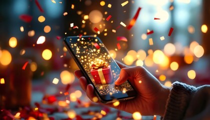 Festive Smartphone with Gift Box