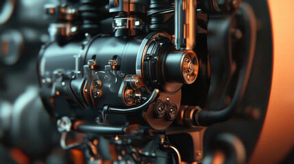 Fototapeta premium detailed view of engine fuel system showcasing intricate components and design. image highlights mechanical precision and engineering involved in automotive technology