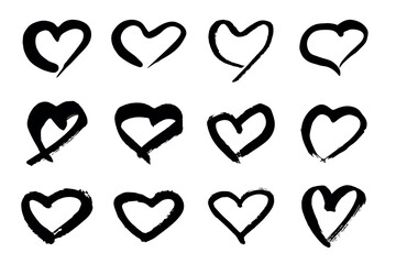 Set of simple hand drawn heart drawing illustration Scribble heart doodle Love clipart